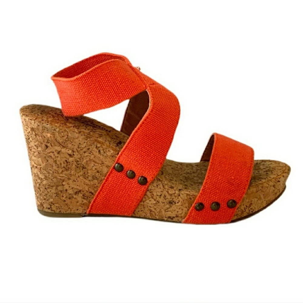 Lucky Brand Coral Cork Wedge Stretch Strap